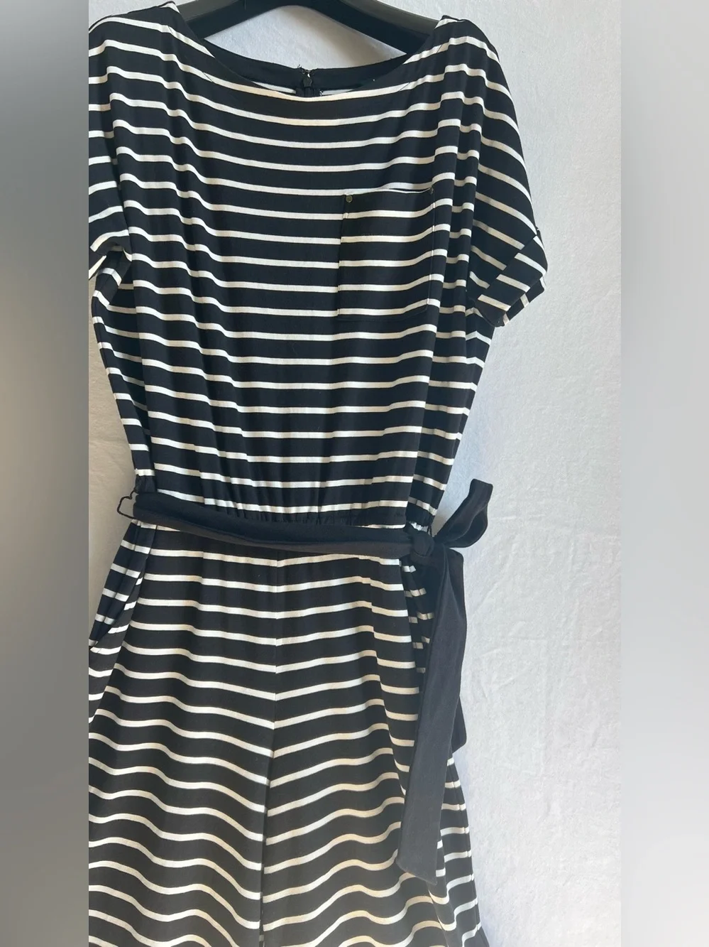 Ralph Lauren Black & White Striped Jumpsuit with Tie Waist